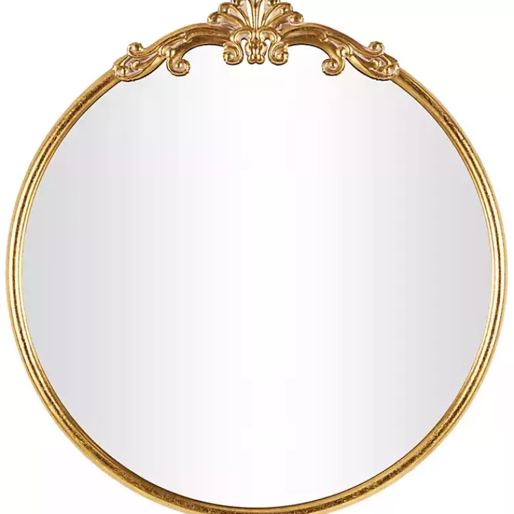 Gold Round Baroque Wall Mirror>Kirklands Home Hot