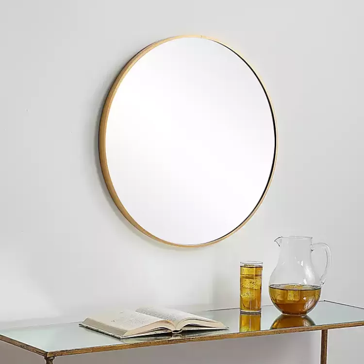Gold Round Simple Frame Large Wall Mirror>Kirklands Home Cheap