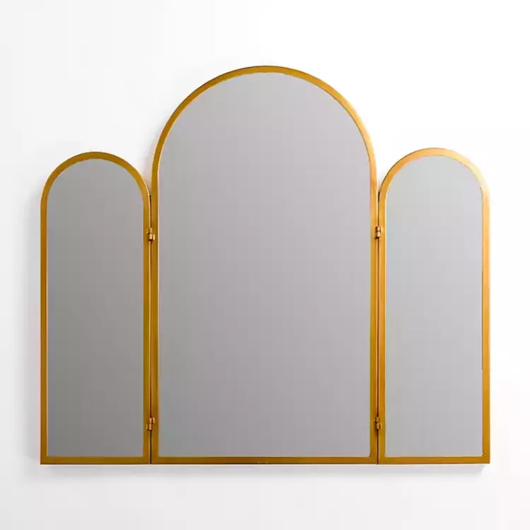 Rounded Edge Trifold Wall Mirror>Kirklands Home Sale
