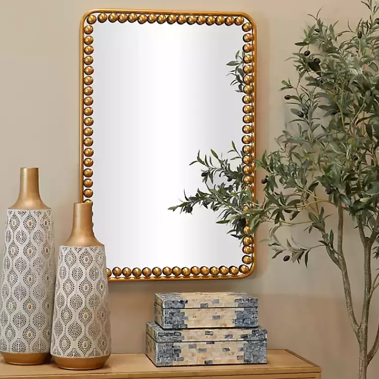 Gold Rounded Rectangle Wall Mirror>Kirklands Home Fashion
