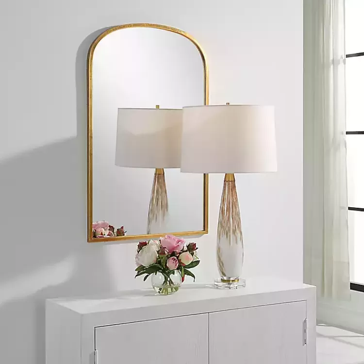gold_simple_round_top_wall_mirror_2.webp Gold Simple Round Top Wall Mirror>Kirklands Home Cheap