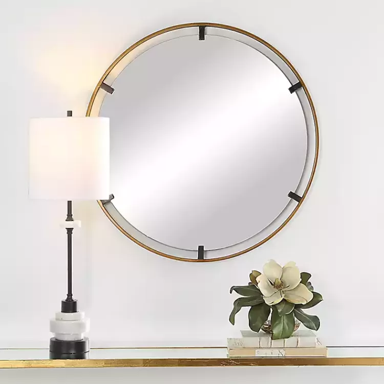 Gold Suspended Round Wall Mirror>Kirklands Home Flash Sale