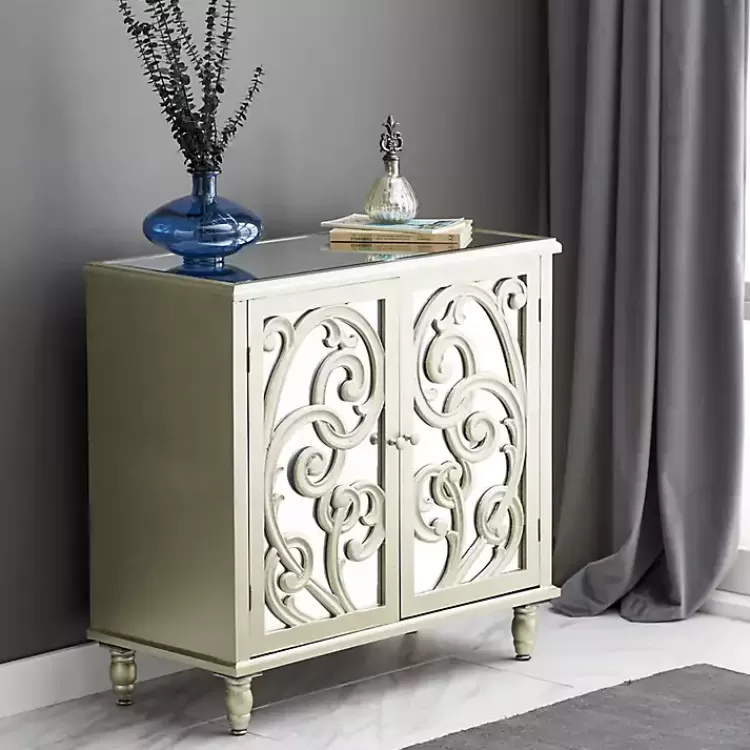 Wood Carved Scroll Mirrored Cabinet>Kirklands Home Outlet