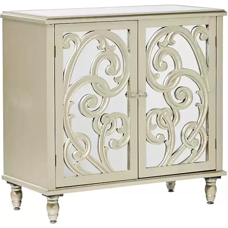 Wood Carved Scroll Mirrored Cabinet>Kirklands Home Outlet