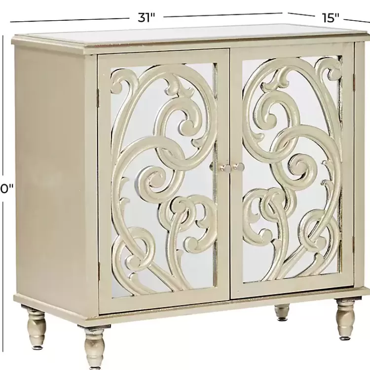 gold_wood_carved_scroll_mirrored_cabinet_4.webp Wood Carved Scroll Mirrored Cabinet>Kirklands Home Outlet