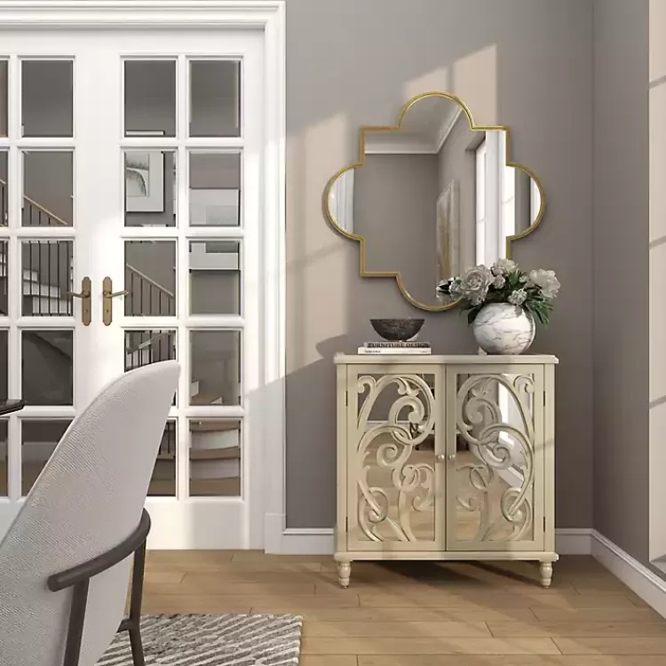 gold_wood_carved_scroll_mirrored_cabinet_9.webp Wood Carved Scroll Mirrored Cabinet>Kirklands Home Outlet