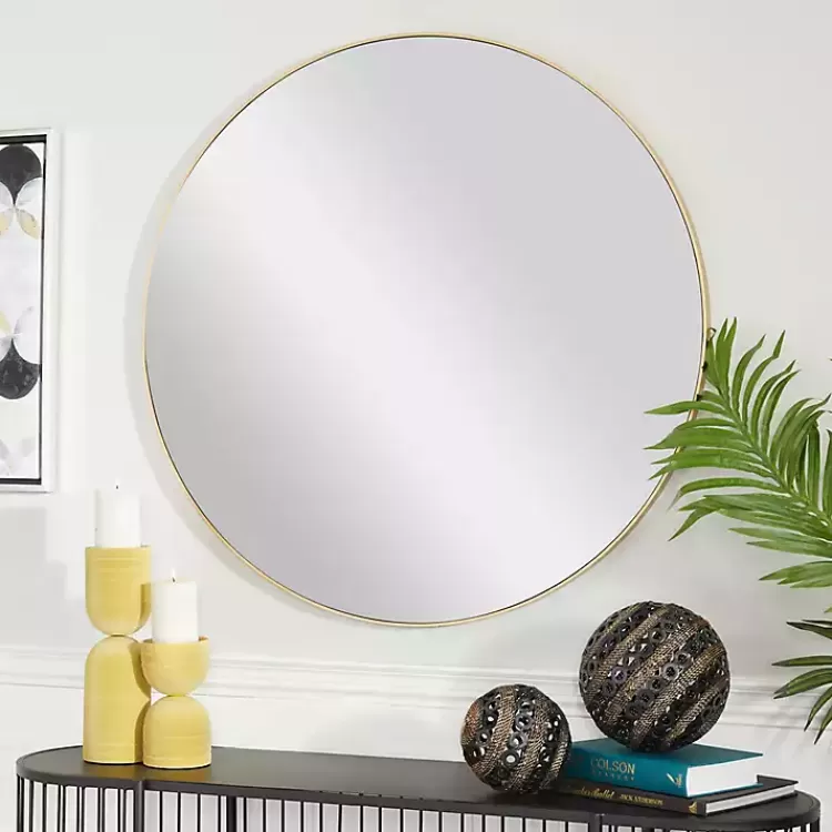 Gold Wood Round Frame Mirror>Kirklands Home Sale