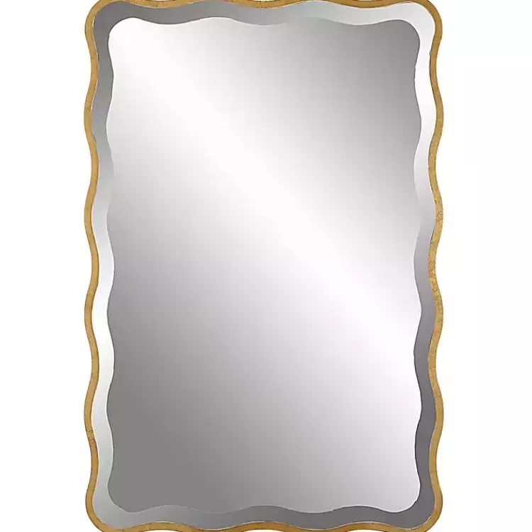 Gold Wood Wavy Frame Beveled Wall Mirror>Kirklands Home Discount