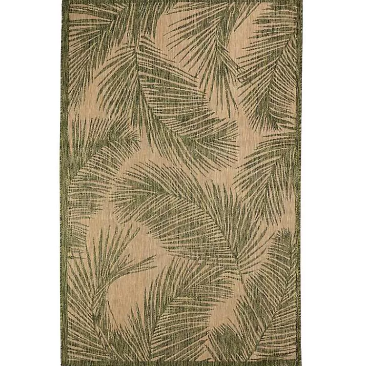 Golden Green Palm Leaves Outdoor Area Rug, 4x7>Kirklands Home Discount