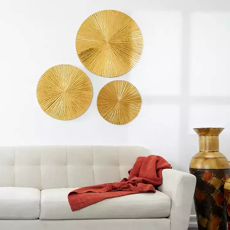 en Ribbed Sunburst Wall Plates, Set of 3>Kirklands Home Sale
