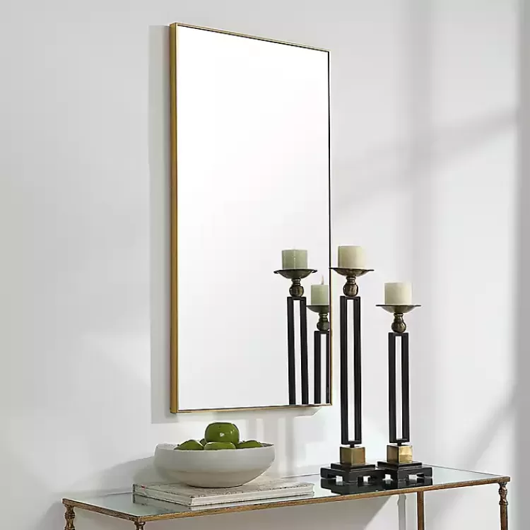 Golden Simple Rectangular Frame Wall Mirror>Kirklands Home Shop