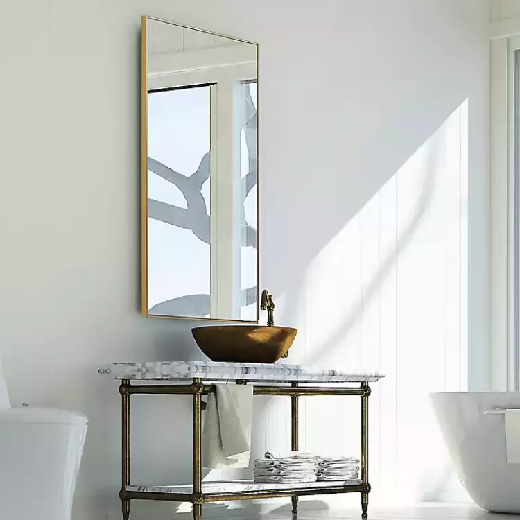 golden_simple_rectangular_frame_wall_mirror_5.webp Golden Simple Rectangular Frame Wall Mirror>Kirklands Home Shop