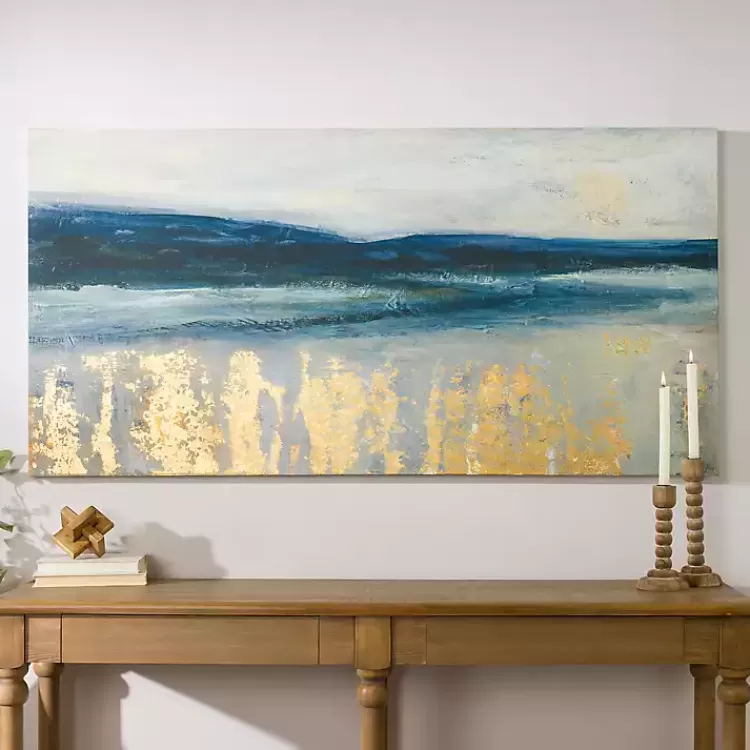 Golden Turquoise Abstract Canvas Wall Art>Kirklands Home Outlet