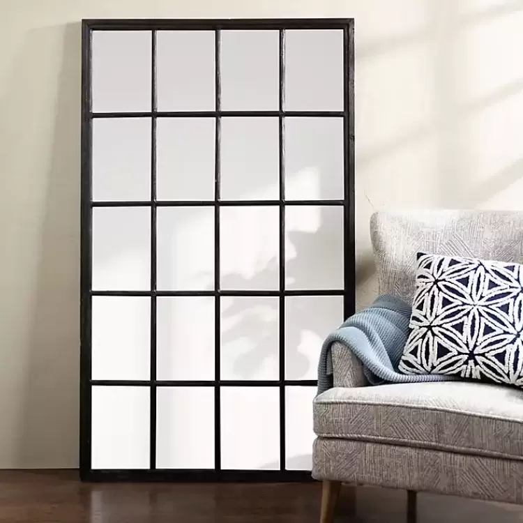 Grande Black Window Pane Leaner Mirror>Kirklands Home Fashion