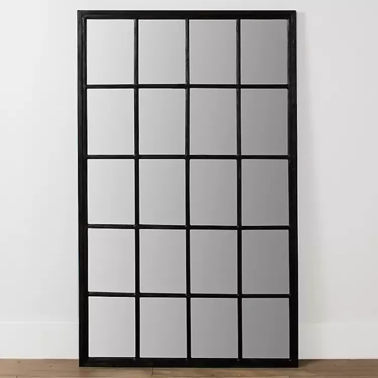 Grande Black Window Pane Leaner Mirror>Kirklands Home Fashion