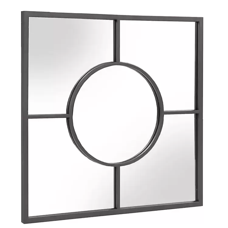 Graphite Metal Geometric Square Wall Mirror>Kirklands Home Online