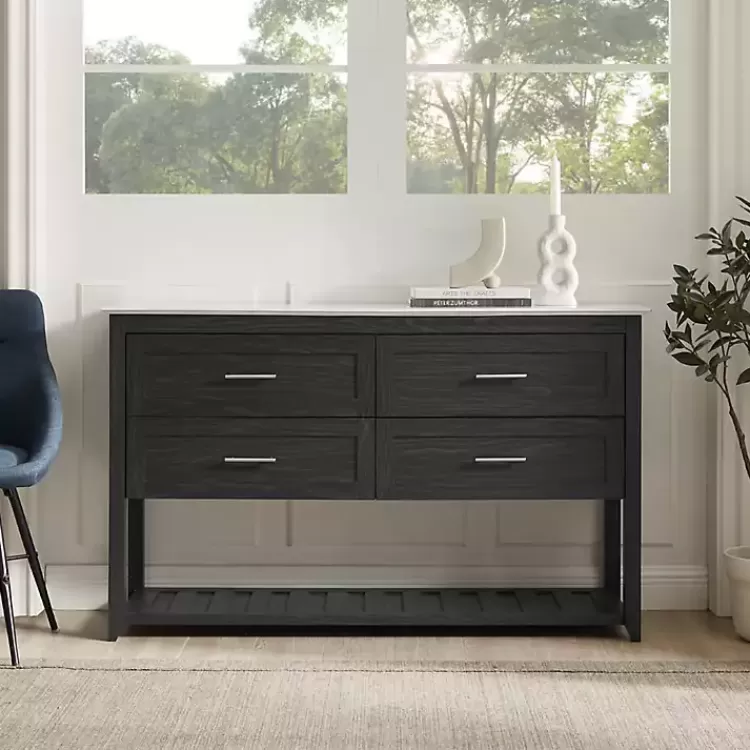 Graphite Wood Storage Buffet with Faux Marble Top>Kirklands Home Store