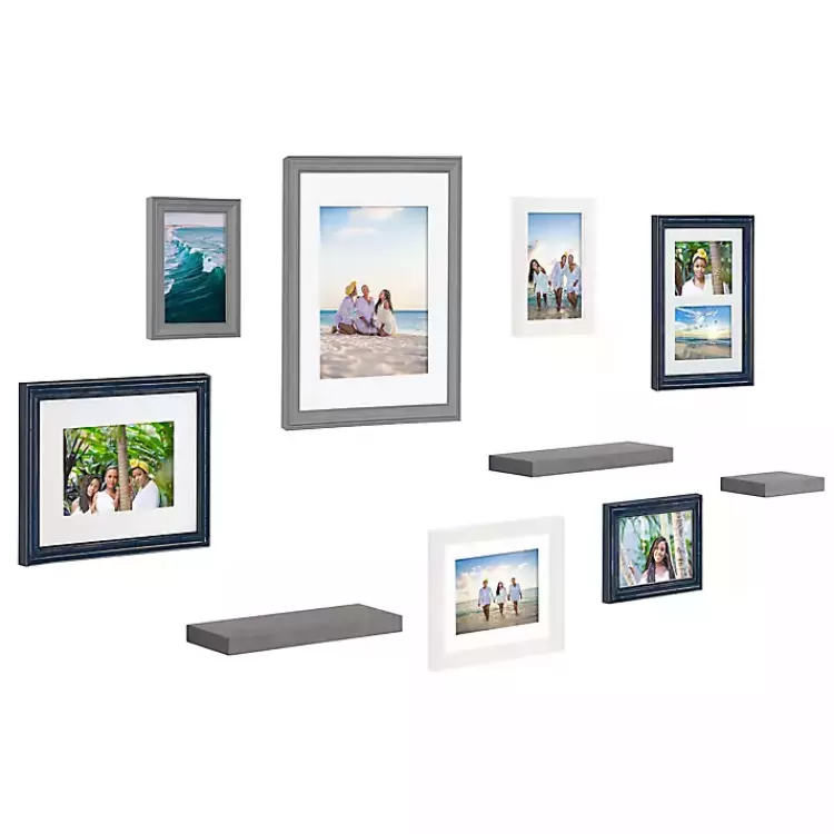 Gray & Navy 10-pc. Gallery Wall Frame & Shelf Set>Kirklands Home New