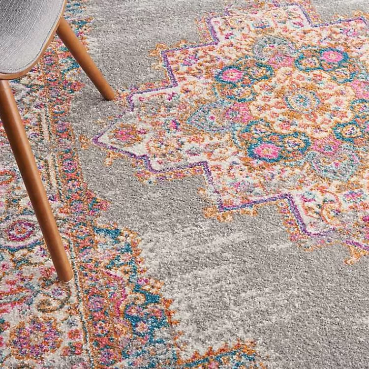gray__pink_central_motif_botanical_area_rug_x_6-2.webp Gray & Pink Central Motif Botanical Area Rug, 5x7>Kirklands Home Fashion
