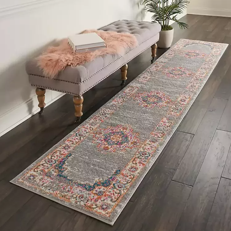 Gray & Pink Central Motif Botanical Runner>Kirklands Home Discount