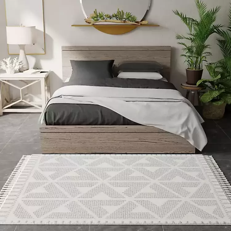 gray__white_geometric_shag_area_rug_x_2.webp & White Geometric Shag Area Rug, 8x10>Kirklands Home Shop