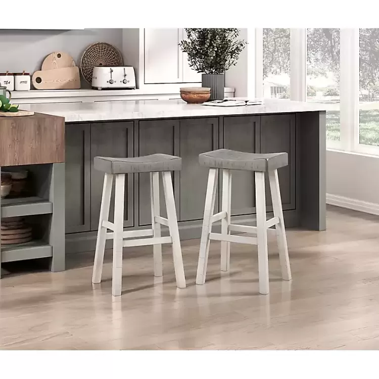& White Wood Bar Stools, Set of 2>Kirklands Home Sale