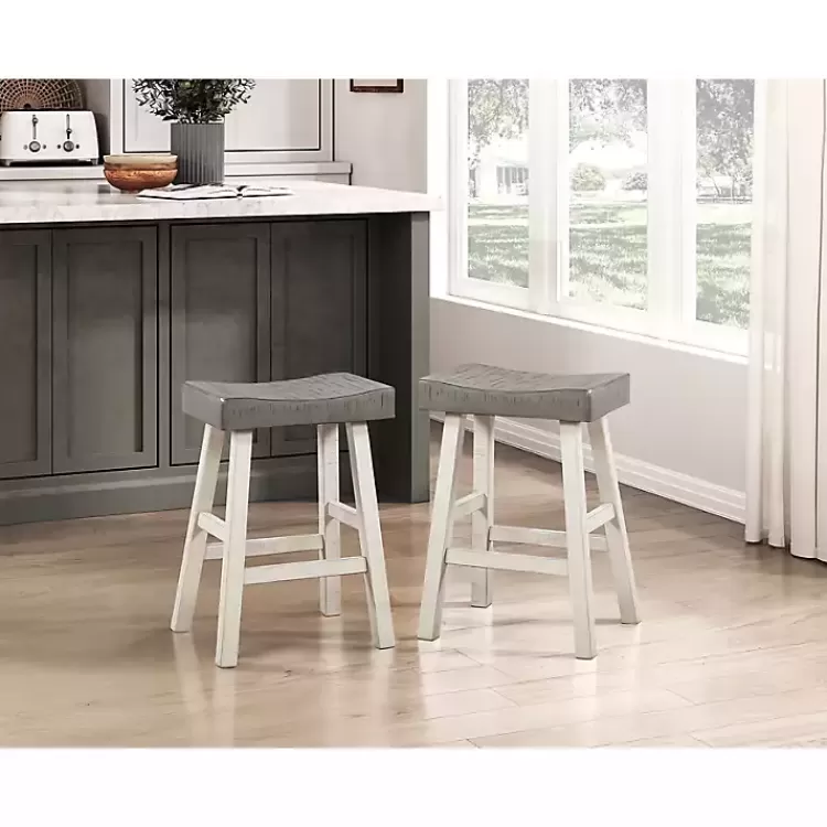 & White Wood Counter Stools, Set of 2>Kirklands Home Shop
