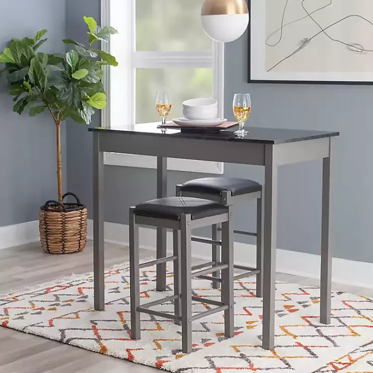 Gray and Black 3-pc. Stool and Table Set>Kirklands Home Fashion