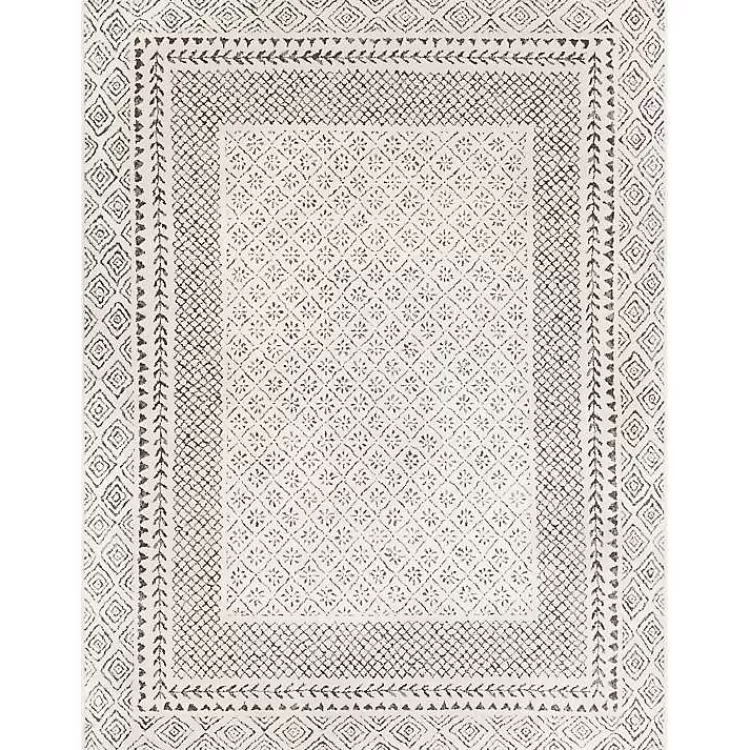 Gray and Cream Border Harrah Area Rug, 5x7>Kirklands Home Best