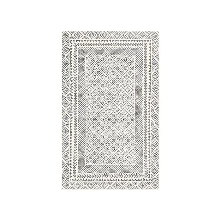 Gray and Cream Border Harrah Runner>Kirklands Home Hot