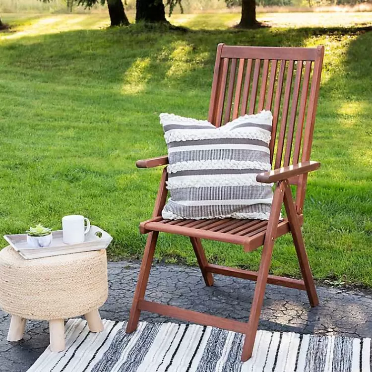 Gray and Cream Striped Indoor/Outdoor Pillow>Kirklands Home Shop