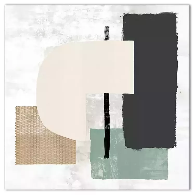 Gray and Green Abstract Geometric Canvas Wall Art>Kirklands Home Sale