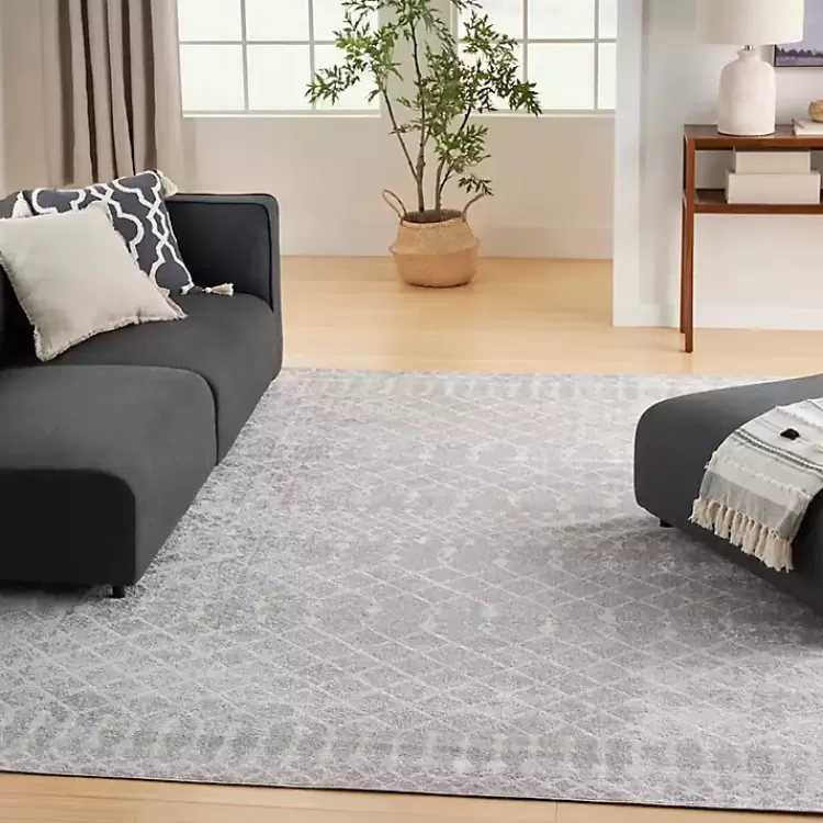 Gray and Ivory Moroccan Trellis Area Rug, 9x12>Kirklands Home Best Sale