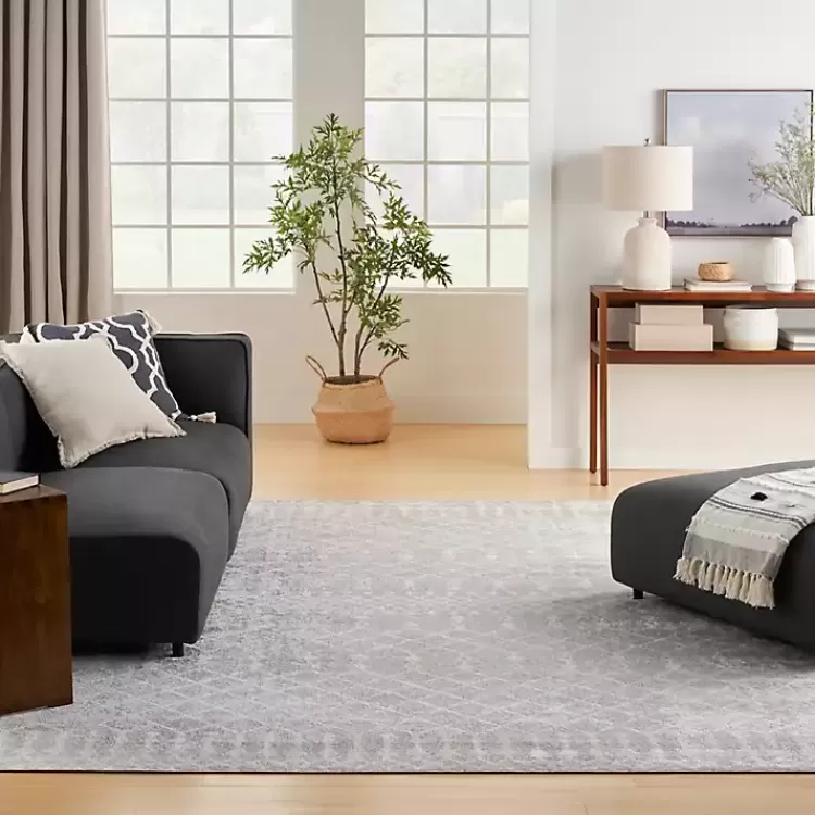 Gray and Ivory Moroccan Trellis Area Rug, 9x12>Kirklands Home Best Sale