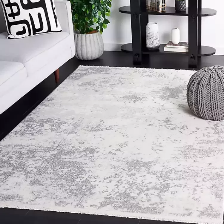 Gray and Ivory Whisper Abstract Area Rug, 5x7>Kirklands Home Fashion
