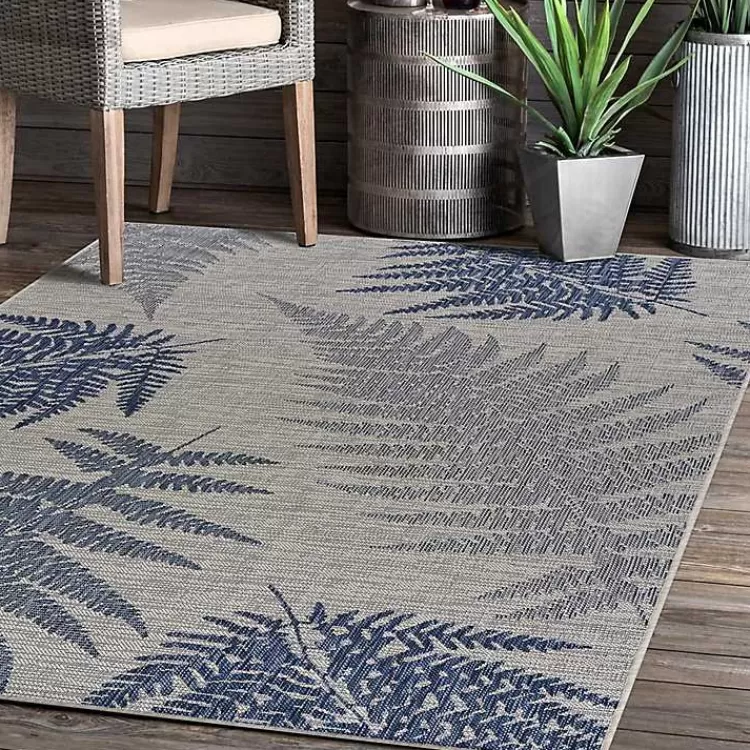 gray_and_navy_falling_ferns_outdoor_area_rug_x_6.webp Gray and Navy Falling Ferns Outdoor Area Rug, 5x7>Kirklands Home Best