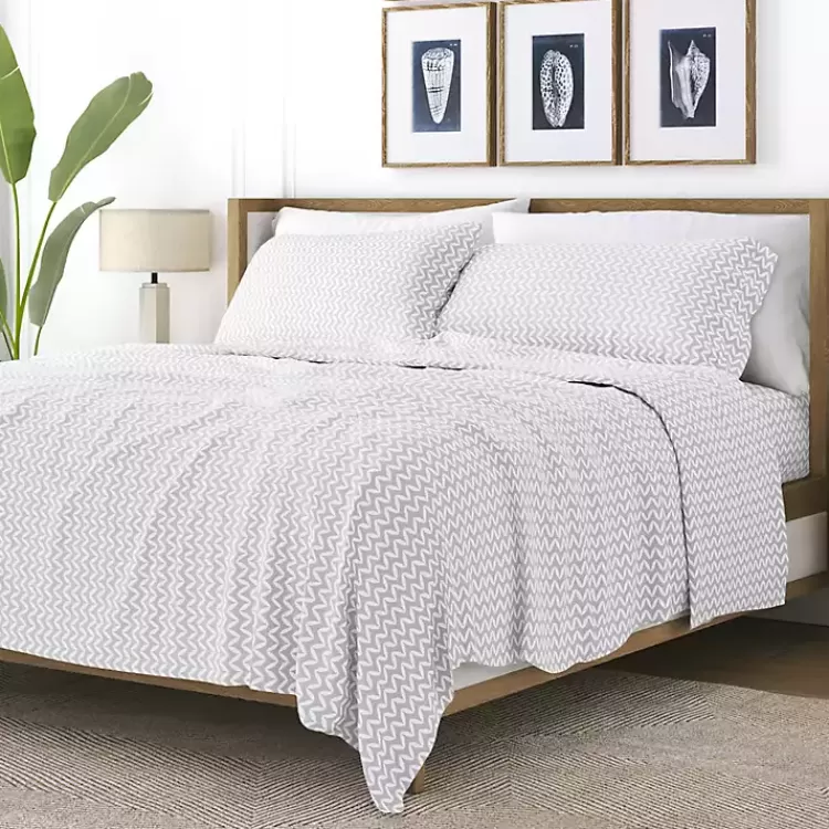 Gray and White Chevron 3-pc. Twin Sheet Set>Kirklands Home Fashion