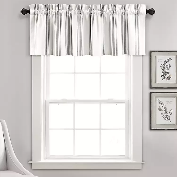 Gray and White Farmhouse Stripe Valance>Kirklands Home Sale