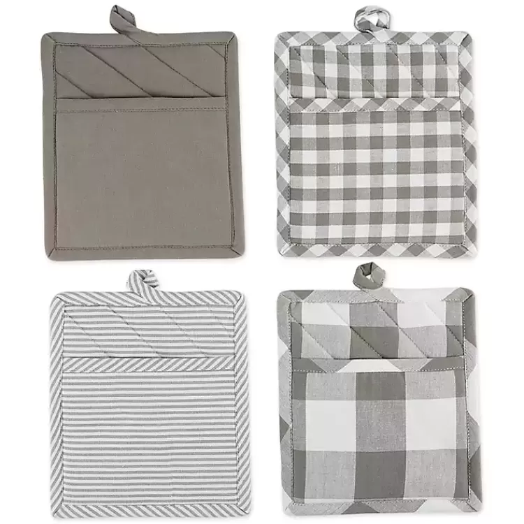 and White Multiprint 4-pc. Pot Holder Set>Kirklands Home Flash Sale