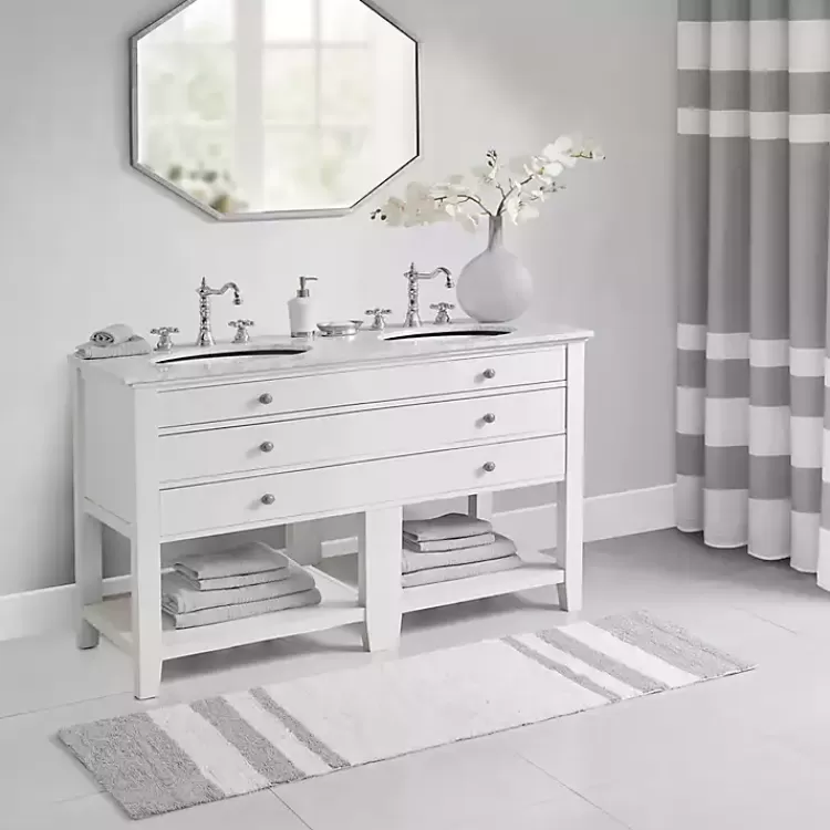 Gray and White Reversible Bath Runner>Kirklands Home Clearance