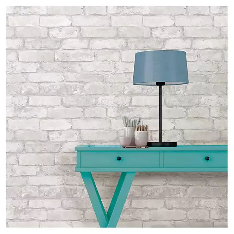 Gray and White Rustic Brick Peel & Stick Wallpaper>Kirklands Home Best Sale