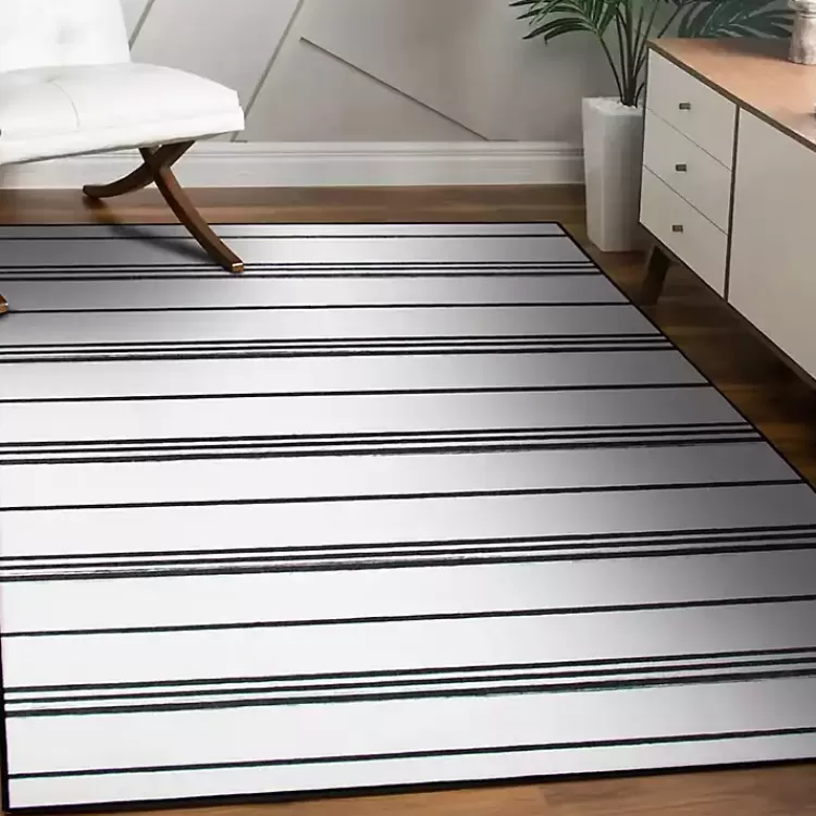 Gray and White Stripe Washable Area Rug, 5x7>Kirklands Home Fashion
