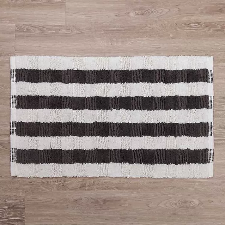 Gray and White Striped Bathroom Rug>Kirklands Home Sale