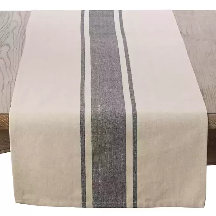 Gray Banded Stripe Table Runner>Kirklands Home Online