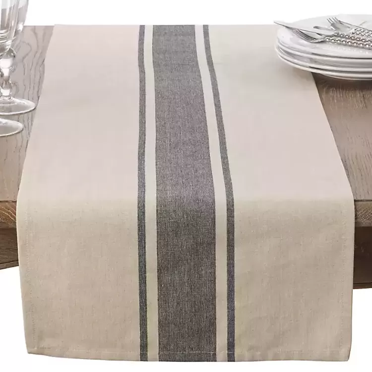 Gray Banded Stripe Table Runner>Kirklands Home Online