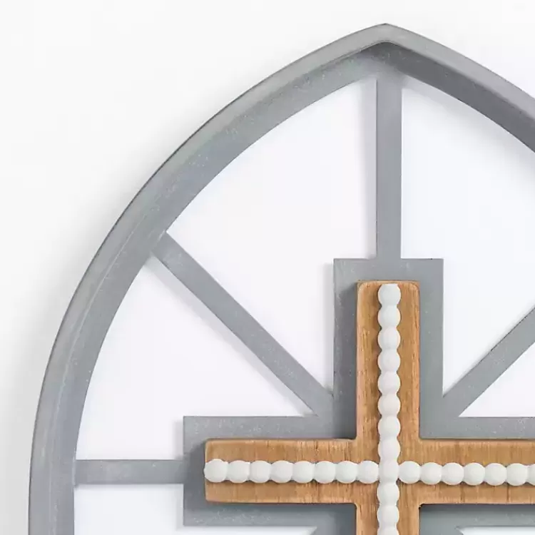 Gray Beaded Cathedral Cross Wall Plaque>Kirklands Home Fashion