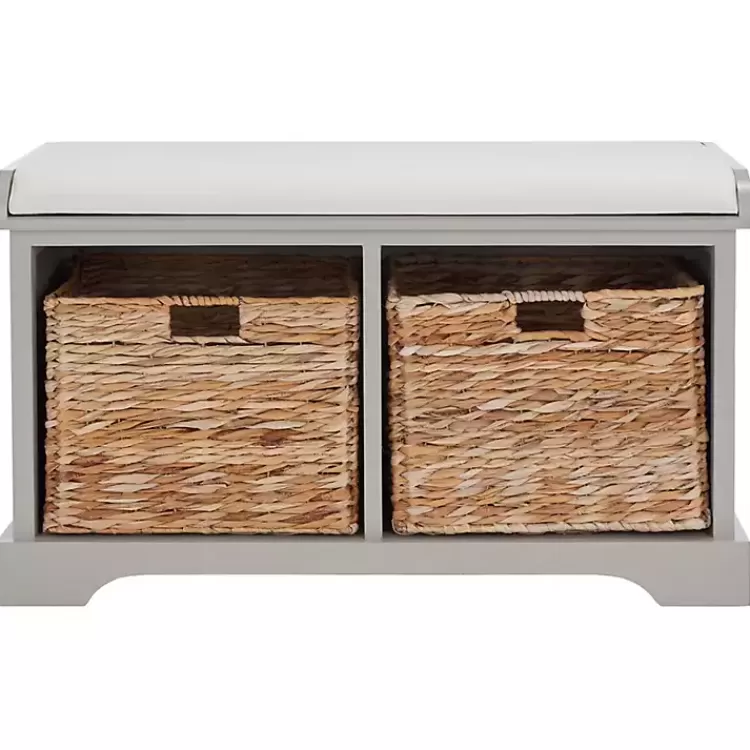 Bench with Woven Storage Baskets>Kirklands Home Cheap