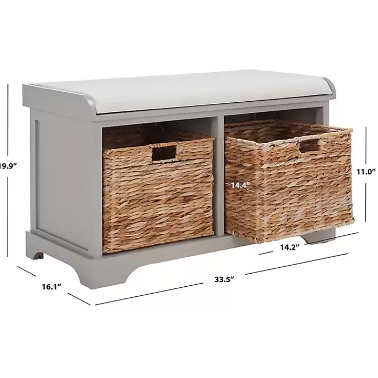 Bench with Woven Storage Baskets>Kirklands Home Cheap
