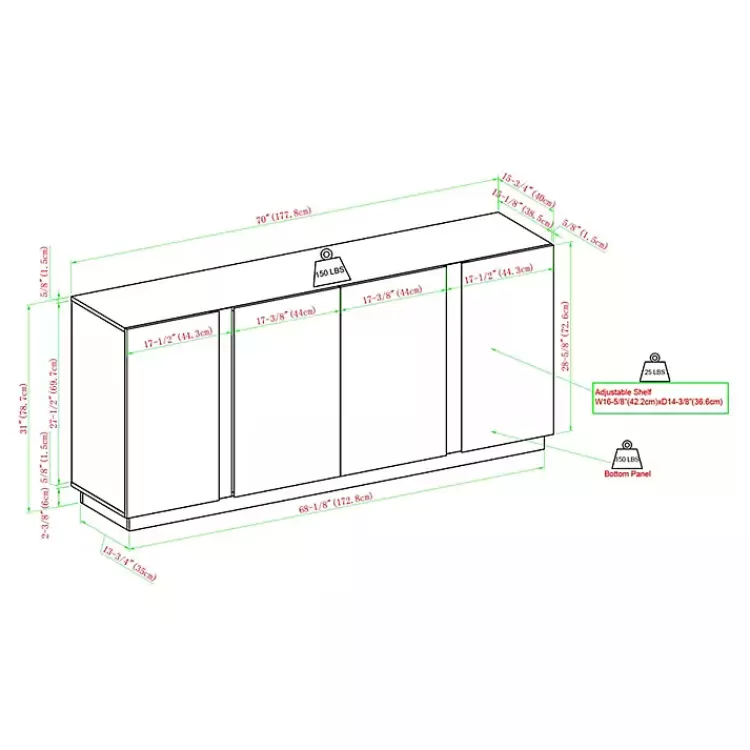 gray_brown_modern_door_sideboard_5.webp Gray Brown Modern 2-Door Sideboard>Kirklands Home Online