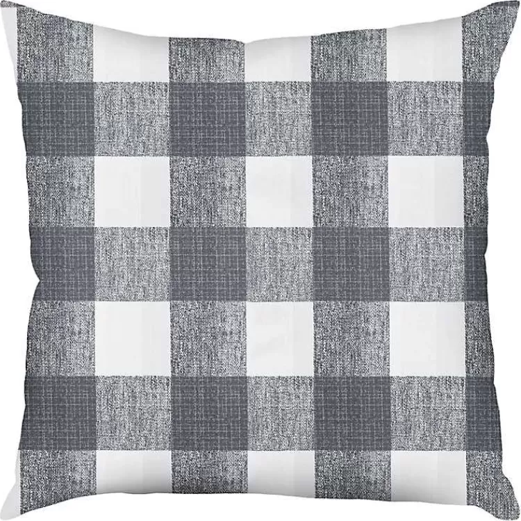 Gray Buffalo Check Outdoor Pillow, 22 in.>Kirklands Home Clearance